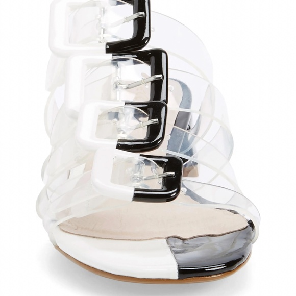 CECELIA Lincoln Strappy Clear Slide Sandals Mules - Picture 4 of 13